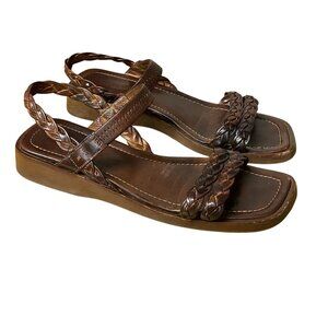 Sesto Meucci Vintage Y2K Leather Braided Square Toe Sandals Sz 8.5 (APPROX)